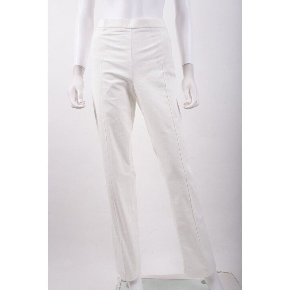 Akris Punto Womens Trousers Pants Sz 10 Off White Cream Slim Straight Cotton NWT